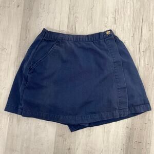 90s Vintage Prides Landing Blue Wrap Skort Retro Coastal Summer Cotton Mini 4P